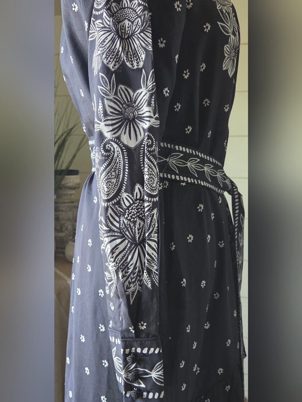 FARM Rio Black Floral Paisley Bloom Cotton Blend Maxi Dress Small Western Boho - Picture 7 of 13